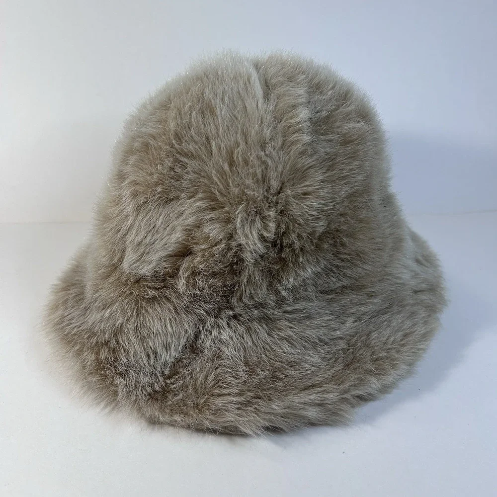 Betmar New York Vintage Faux Fur Cloche Hat Beige‎ 60s 70s Union Made USA